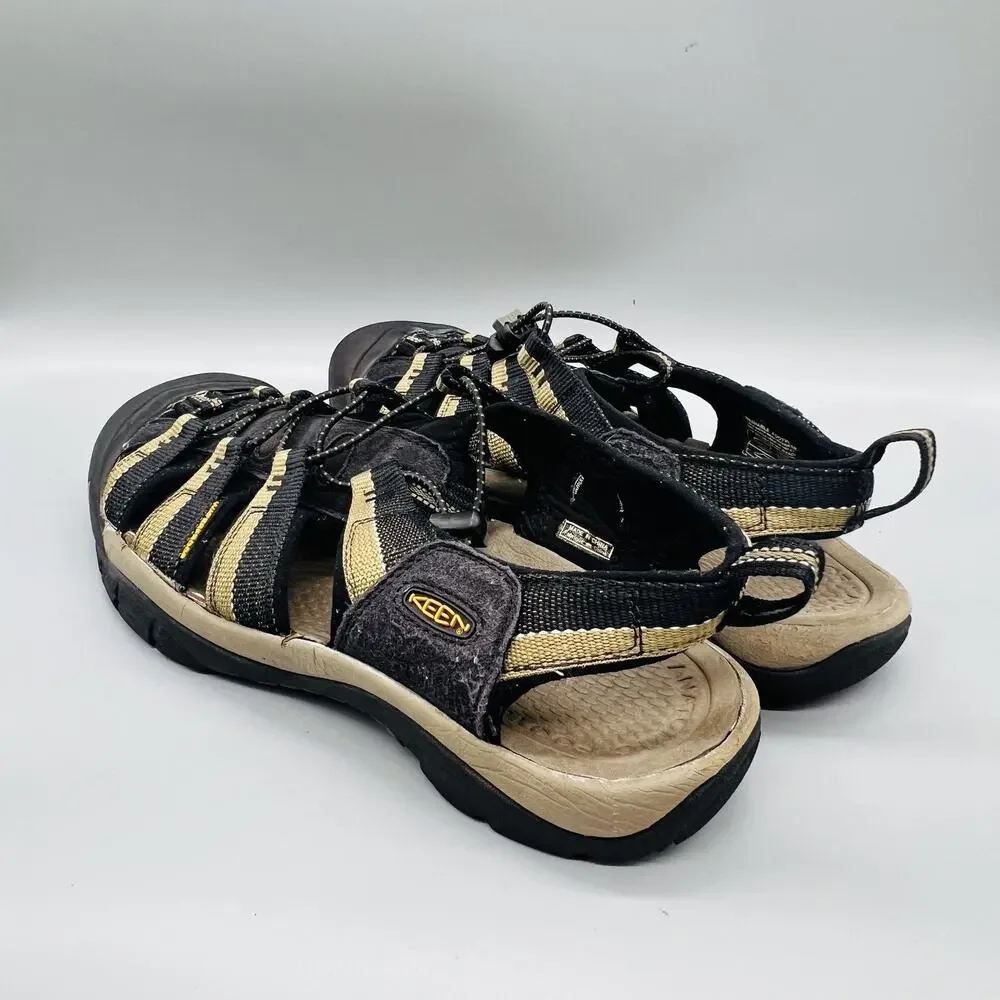 Keen Sandals Mens 9.5 Black Tan Closed Toe Water Hiking Sport Outdoor Shoes